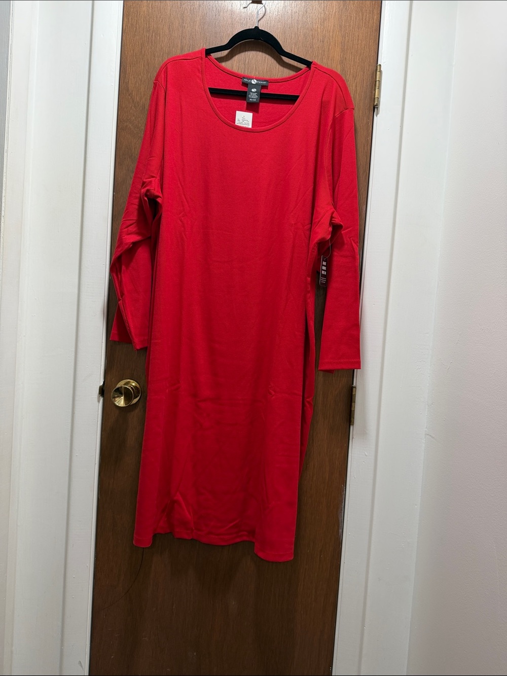 Ashley Stewart Red Ribbed Scoop Neck Top